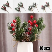 10pcs artificial pine snowy flower with berries picks for crafts xmas ornament making craft diy accessories