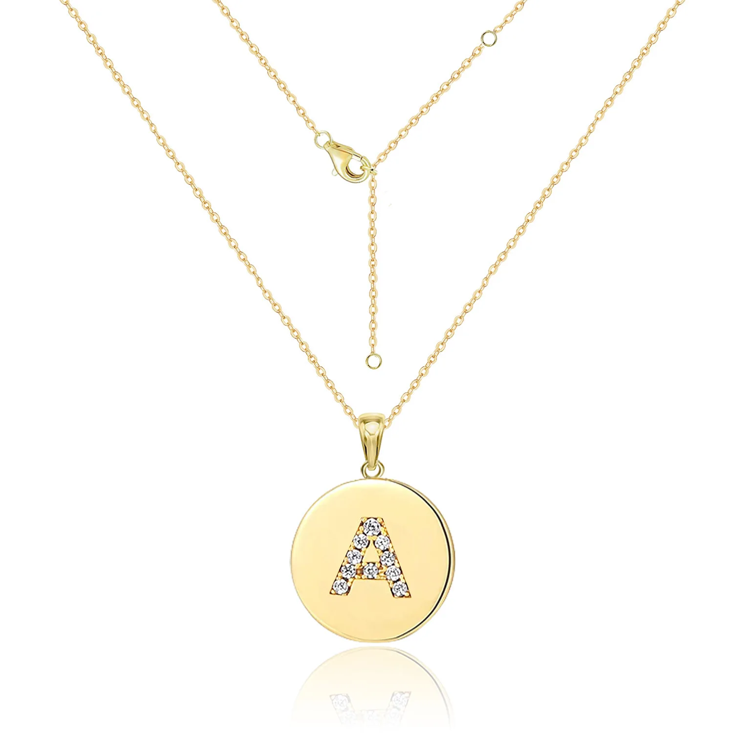 

Capital Alphabet A-Z Coin Round Pendant Necklace Gold Neck Chain CZ Jewelry For Women Letter Initial Necklaces Birthday Gift