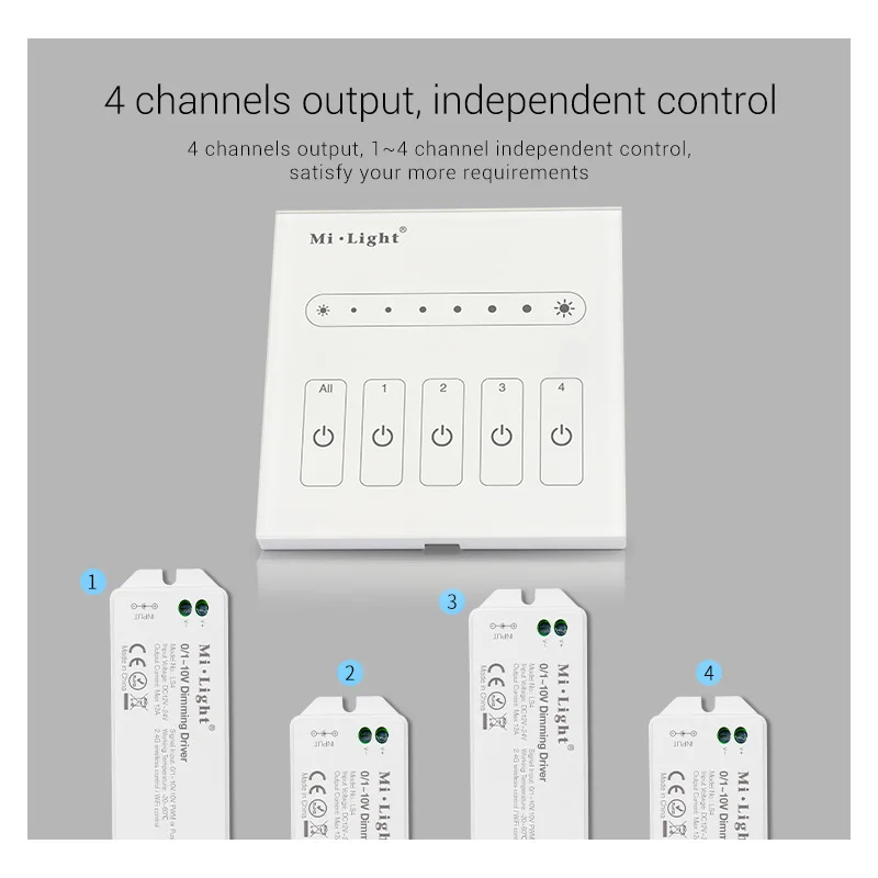 MiBOXER L1 L4 1CH 4 CH 0 ~ 10V светодиодный сенсорный Панель диммер LS4 0/1 10В дали затемняя