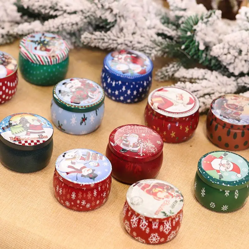 

Christmas Tin Smokeless Fragrance Aromatherapy Candle Natural Soy Wax Home Decor E56C