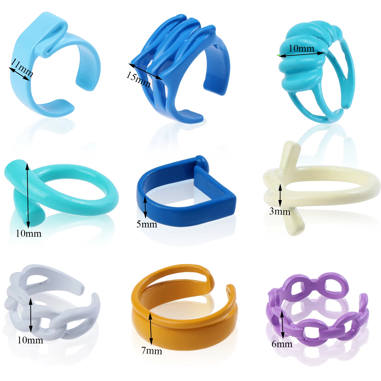 

9 Pcs Women Girls Rings Set Teen Girls Men Colorful Trendy Knuckle Cute Finger Unique Jewelry