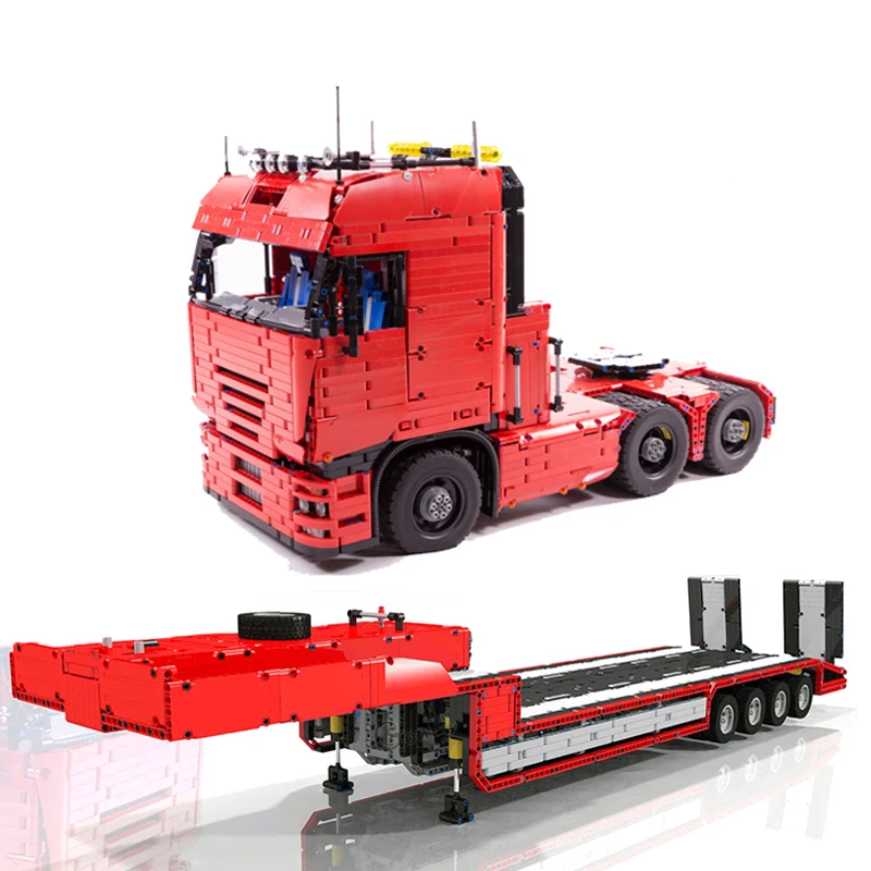 

Compatible with Lego Red Tractor Truck Tractor Truck 1:10 Technology Building Block MOC 2475 Trailer