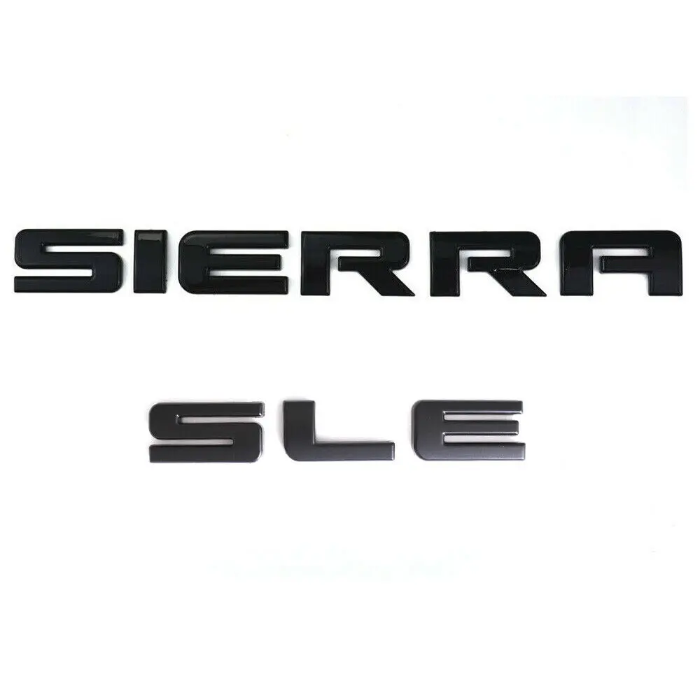 

Черные хромированные таблички с надписью, Задняя эмблема, автомобильные наклейки для задней двери для Sierra 1500 2500 HD 3500 HD SLE, аксессуары