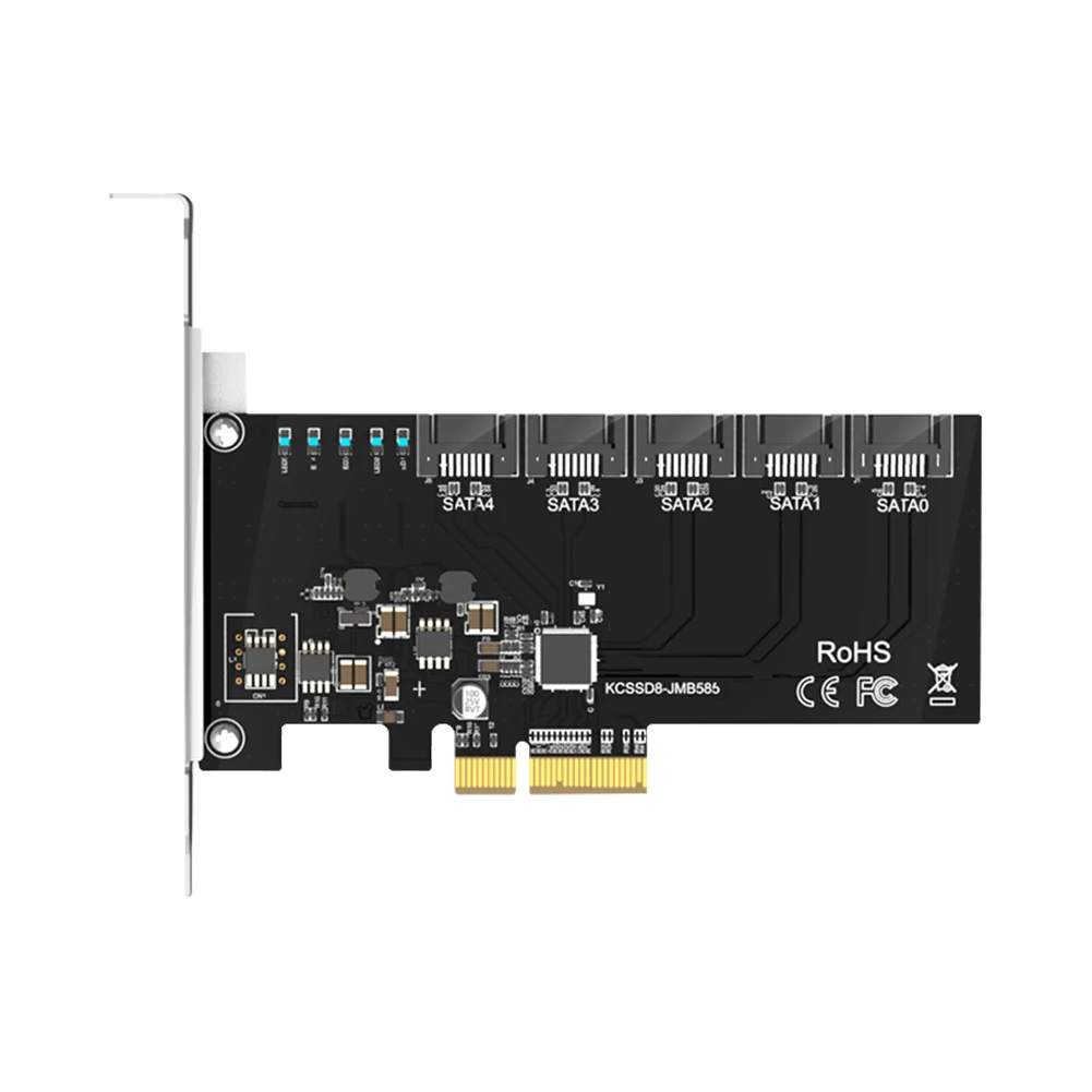 

KCSSD8 1 до 5 портов SATA PCIe Расширенная карта алюминиевый сплав PCI-E X4/X8/X16 до SATA3.0 переходник SSD HHD высокоскоростной адаптер