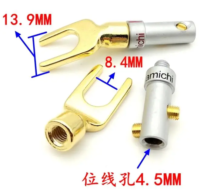 6 шт. набор разъемов Nakamichi типа Y/U-Plug золоченые разъемы для проводов вилка штырь адаптер колодки динамиков аудио.