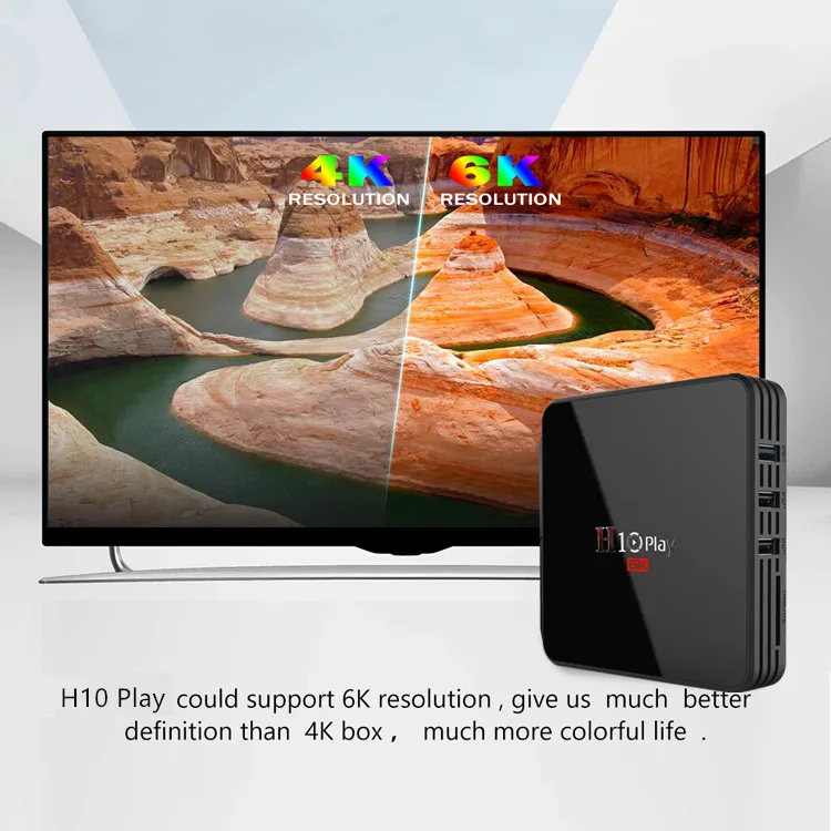 ТВ приставка H10 Play Android 9 0 4 + 32/64 ГБ Allwinner H6 ядра 6K HDR 2 ГГц Wi Fi|ТВ-приставки и