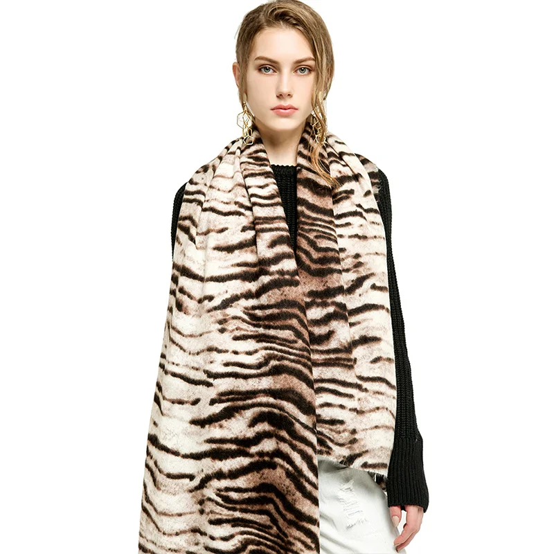 FS зима кашемир тигр животных печати шарф для женщин одеяло 2019 новый дизайнер
