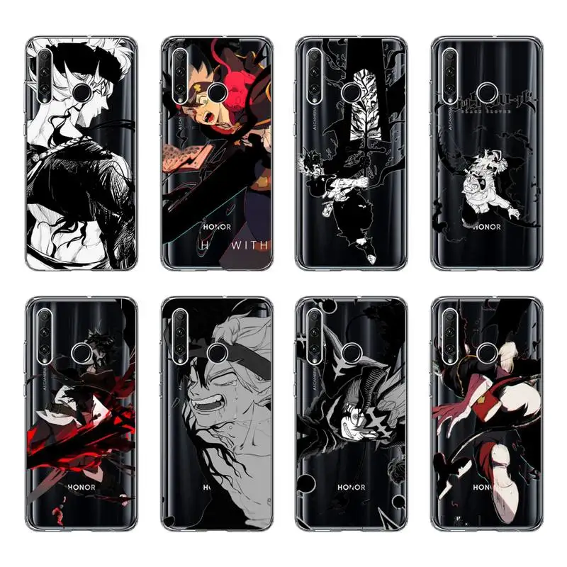 

Black Clover Phone Case For Honor 20 10 Lite 20i 10i 9X 8A 8S 8X 7C 7A Pro Transparent Clear Cover Coque
