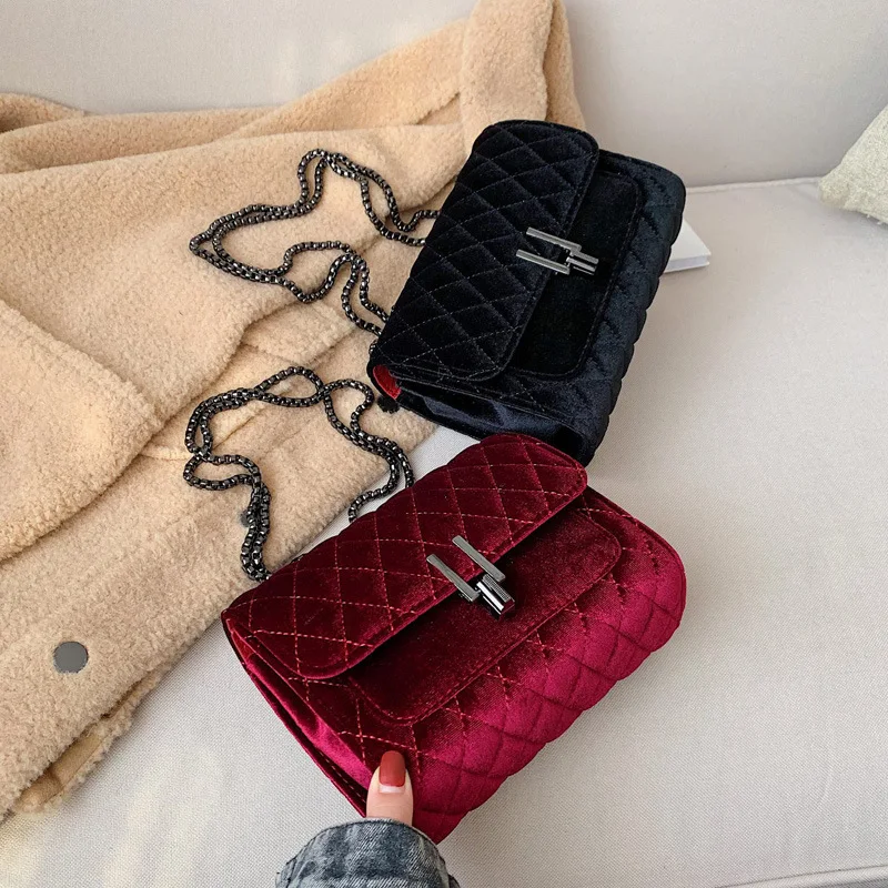 Сумка женская зима 2019 сумка через плечо с ромбовидной цепочкой сетчатая красная