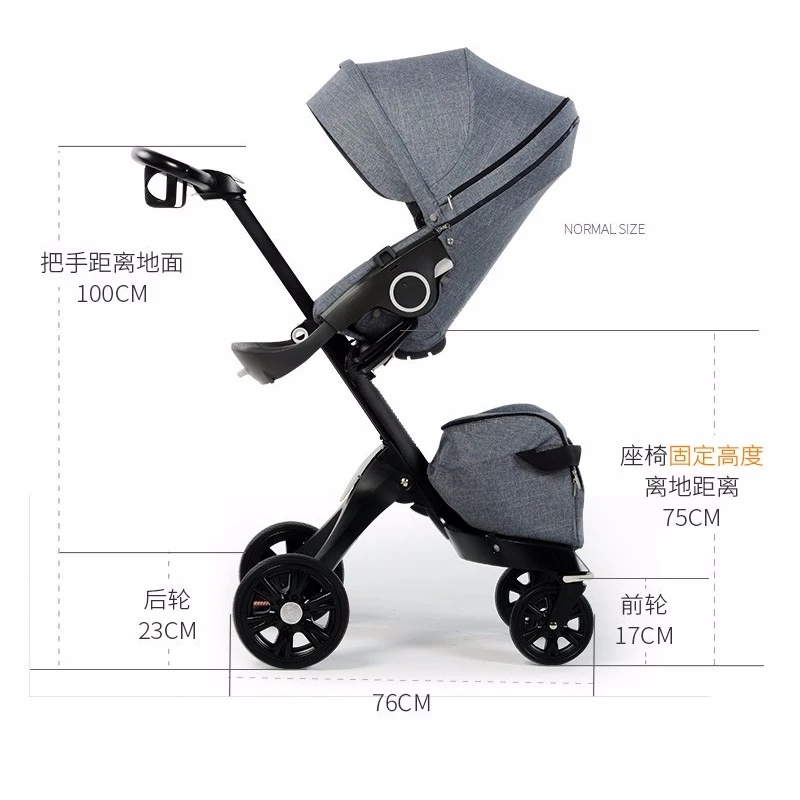 

DSLAND Luxury High Landscape Stroller Can Sit Reclining Light Folding Baby Hand Push Umbrella Cart 0-4 Y