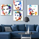 Скандинавский постер с изображением кинозвезды Одри Хепберн, Настенная Живопись акварелью на холсте, картина для спальни, гостиной, домашний декор