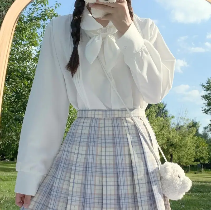 

Black JK Blouse Shirt V Neck Navy Sailor Suit Japanese School Uniform Sweater Girls Pleated Vestidos Vintage Blouse For JK dress