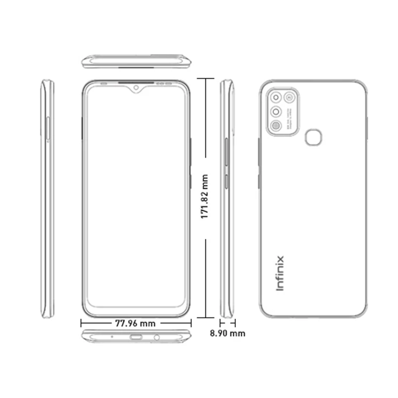 Смартфон Infinix HOT 10 2 + 32 ГБ 4 64 6 82 дюйма 6000 мАч | Мобильные телефоны и аксессуары