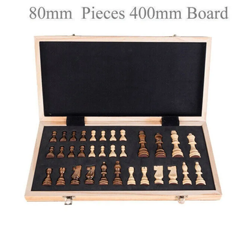 

40x40cm Portable Large Wooden Magnetic Chess Set Folding Chessboard International Solid Wood Chess Team Sports For Kid Travel