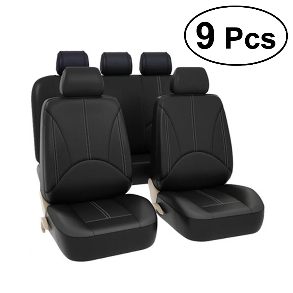 

9pcs Four Seasons Comfortable Breathable PU Leather 5 Seats Car Seat Covers Car Accessories Car Seat Cover Cushion Mat Protector