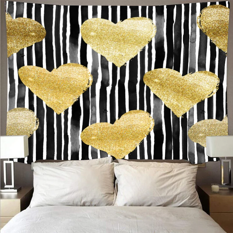 

Golden geometric pattern tapestry big art man tapestry psychedelic wall hanging beach towel polyester fiber thin blanket yoga