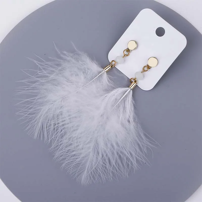 Романтические Розовые Серьги с перьями милые Висячие модные ювелирные изделия