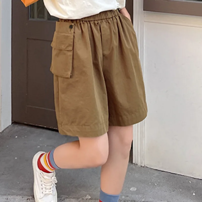 

IEQJ Women White Casual All Match Safari Style Wide Leg Shorts New High Waist Loose Fit Fashion Tide Summer 2021 Daliy 3F0269