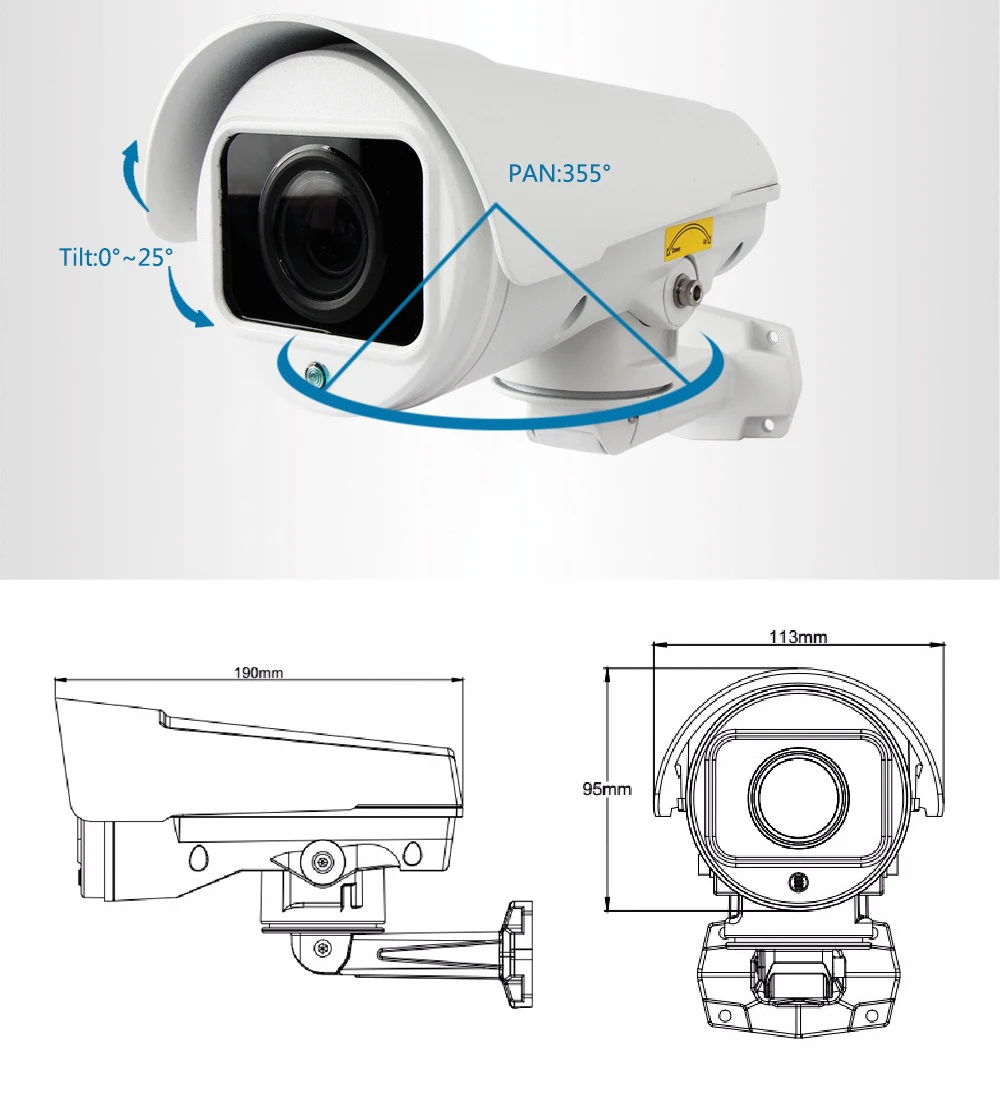 IP камера UniLook 5MP Bullet POE PTZ 10x с оптическим зумом видеонаблюдения наружная