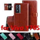 Роскошный кожаный кошелек для Vivo Y76S чехол Магнитный кошелек для мобильного телефона Ретро для Vivo Y76S откидной Чехол с подставкой для карт