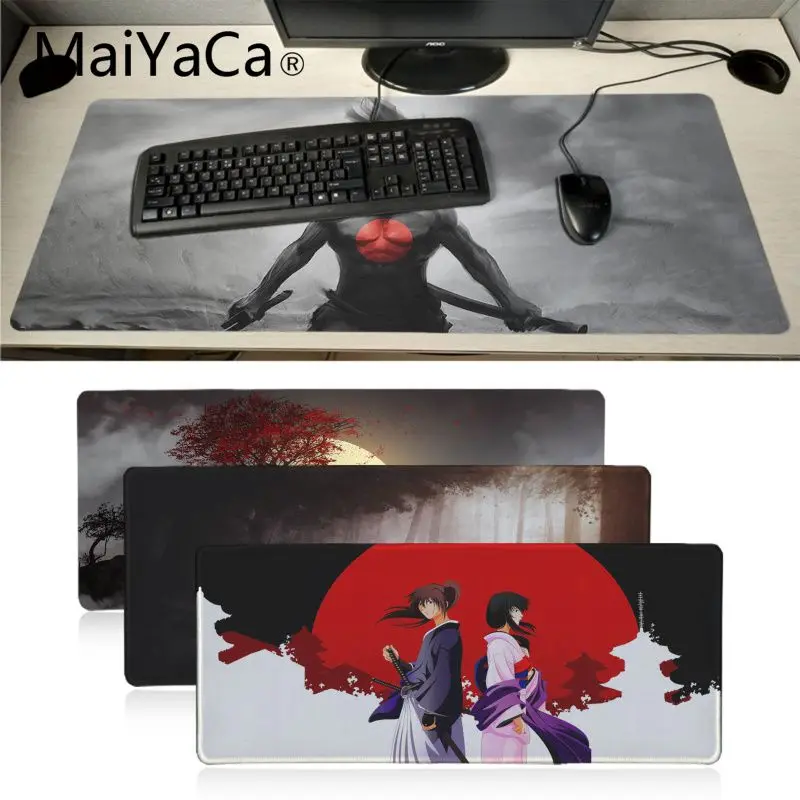 

MaiYaCa New Design Japanese Samurai wallpaper Big Promotion gaming mouse pad Locking Edge Large Natural Rubber Mouse Pad