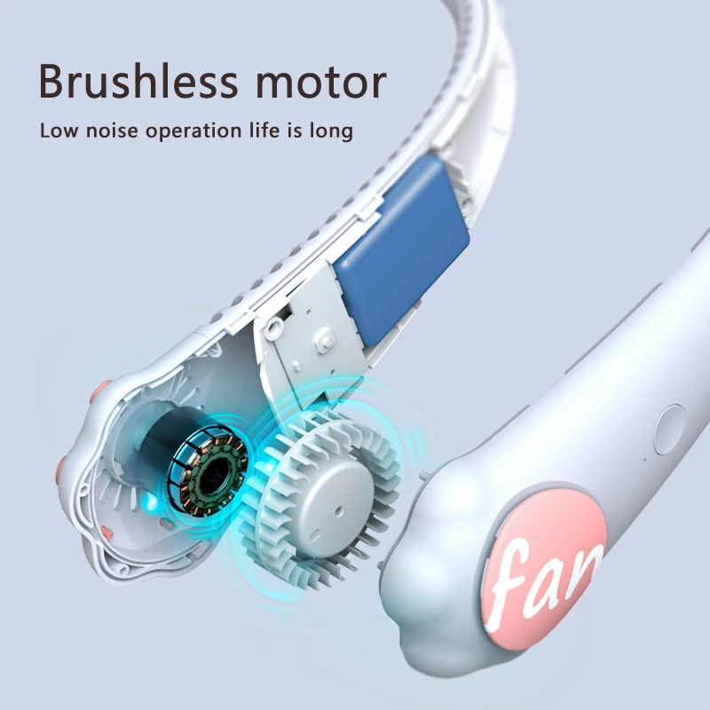 

Sports Mini Neck Fan Leafless Fan 4000mAh Lasts 6H USB Charging Household Outdoor Lazy Portable Mute Neck Fan Suitable for Kids
