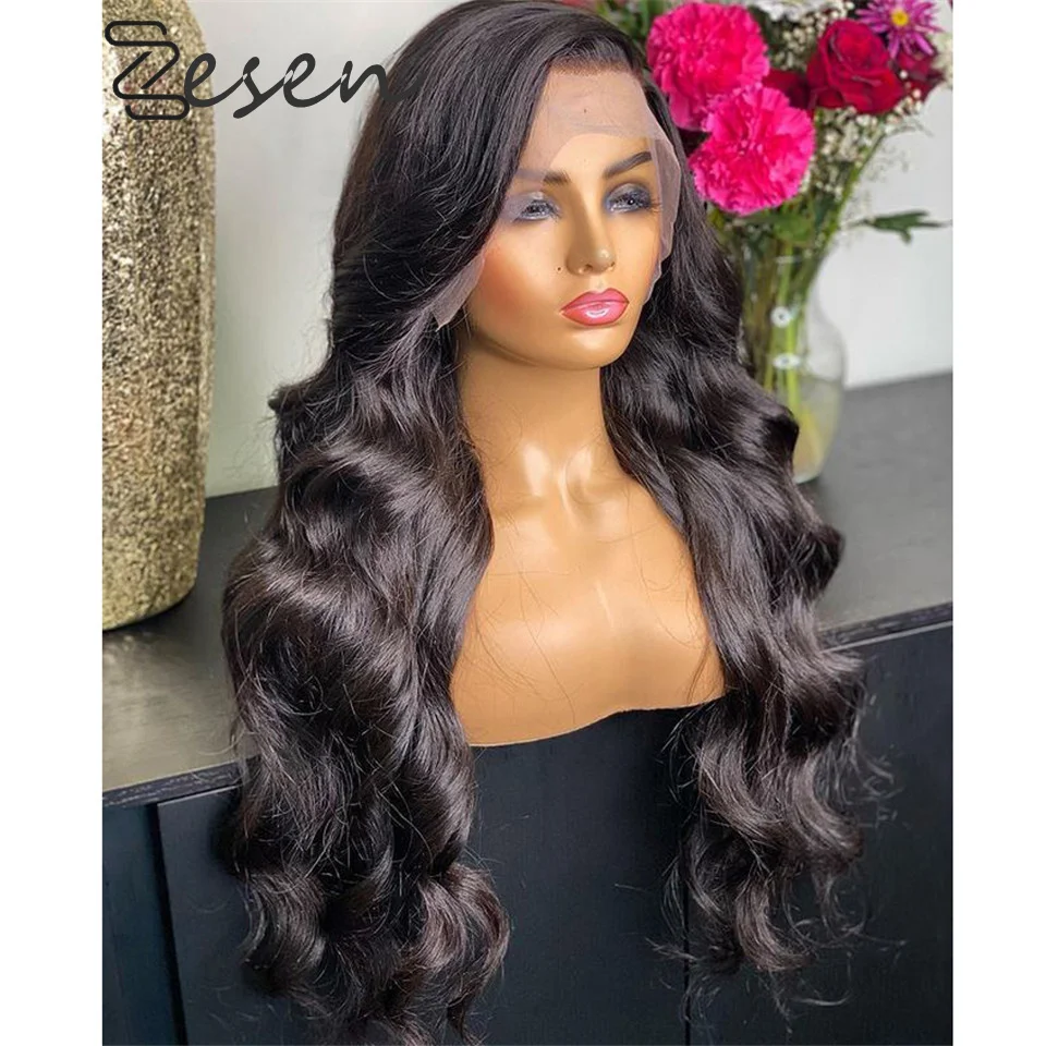 

Lace Front Wigs Long Wavy Hair Natural Black Color 1B Synthetic Wigs for Black Women Heat Resistant Fiber 26 Inch