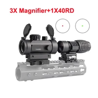 tactical 1x40 red dot collimator sight 3x magnifier flip optical rifle scope combination hunting airsoft weapons accessories