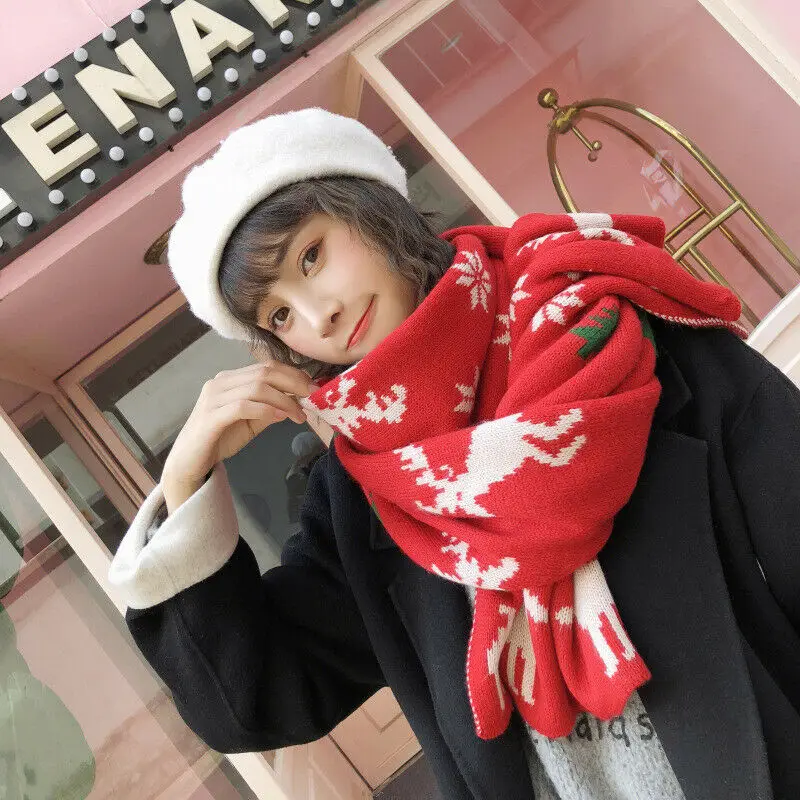 2019 Зимний Теплый Женский кашемировый шарф Рождественский женская большая