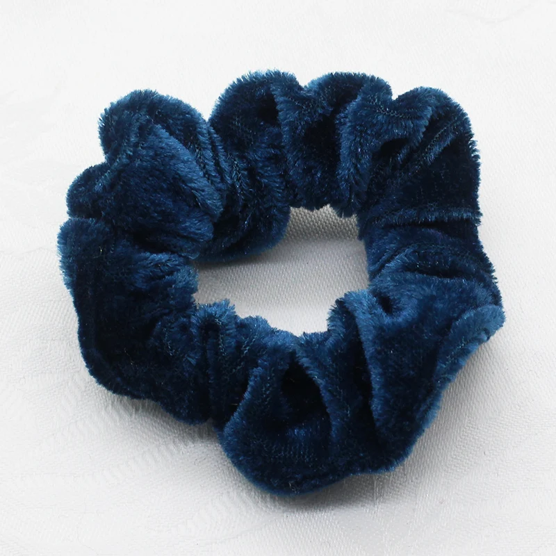Navy blue ZMASEY 1 шт./лот 45 цветов(можно выбрать) бархатные резинки для волос для женщин и девочек эластичные волосы резиновые ленты аксессуары для завязывания волос кольцо веревка - Цвет: Navy blue