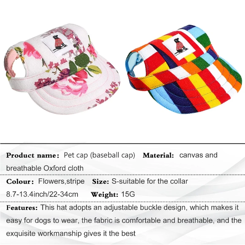 

Dog Baseball Pet Hats with Adjustable Chin Strap for Small Dogs Breathable