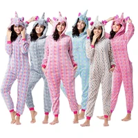 new cartoon one piece pajama autumn flannel thickened unicorn couple cute loungewear factory wholesale customization