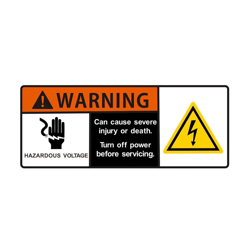 

Warning Car Sticker Hazardous Voltage Can Cause Severe Injury or Death Vinyl Sunscreen Car Styling Accessories PVC 12cm*5cm