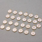 10 шт.26 шт. двухсторонние эмалевые Подвески в виде букв алфавита KC Золотой цвет белая эмаль 12*15 мм Подвески для изготовления украшений вручную рукоделия