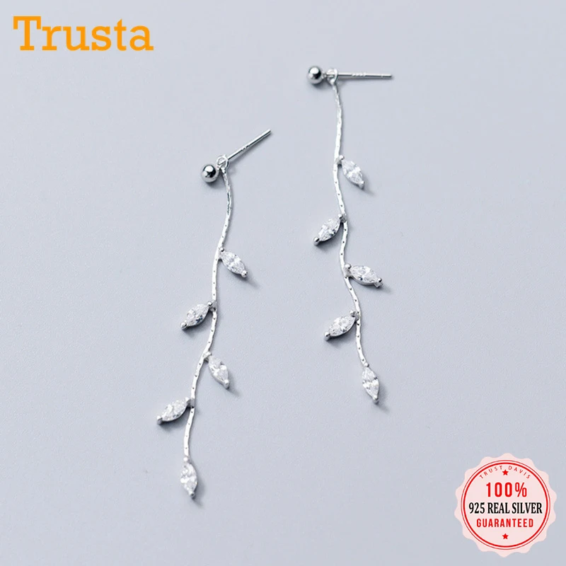 Trusta 100% 925 однотонные Настоящее серебро серьги серебристого цвета Бижутерия
