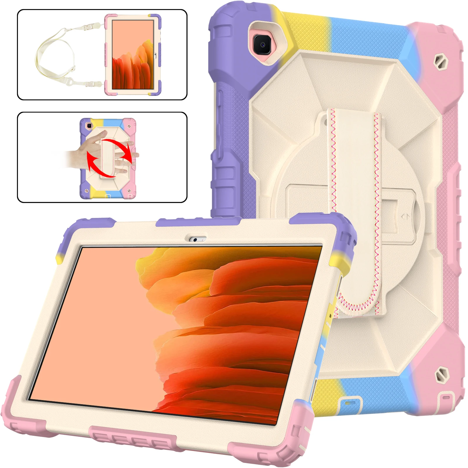 case for samsung galaxy tab a7 2020 10 4 t500 t505 t507 sm t500 sm t505 tablet cover 360 rotation hand kickstand silicone case free global shipping