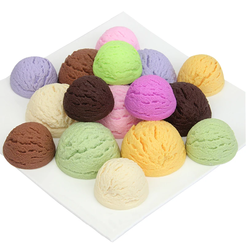 

1pc Miniature Ice Cream Home Crafts Figurines Miniatures Color Simulation Ice Cream Ball Model Home Decor Artificial Foods