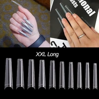 600 pcsbag super long fake nails coffin artificial plastics nails xxl long ballerina false nail tips half cover french manicure