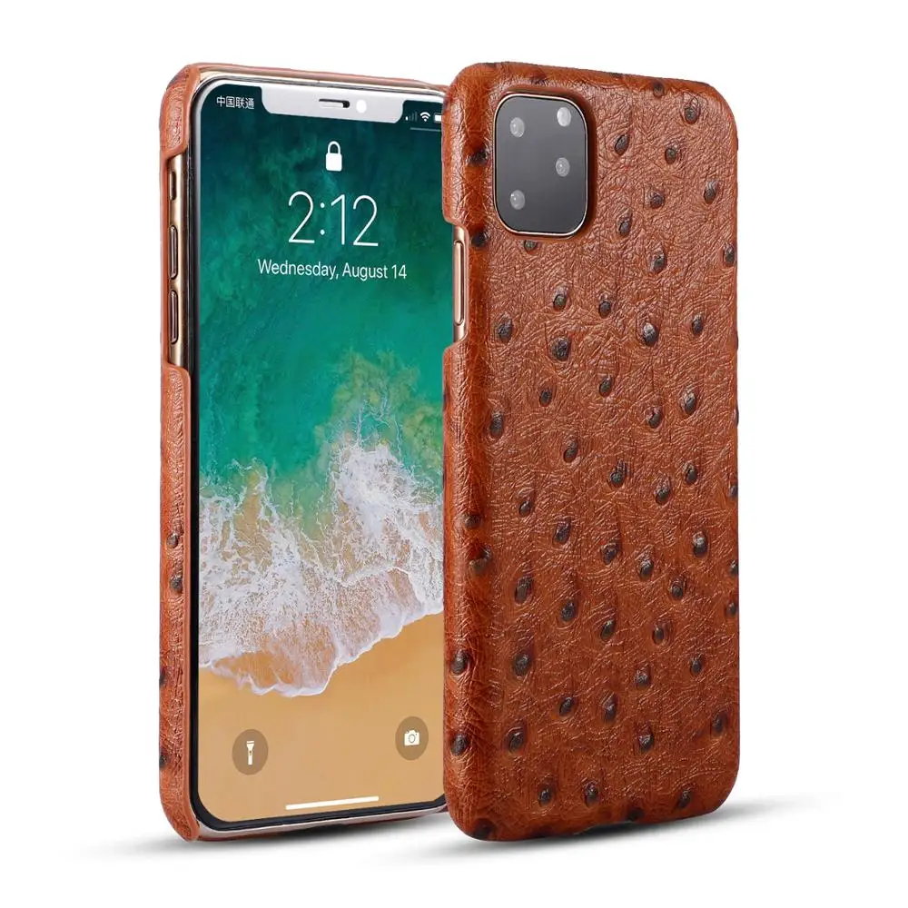 Роскошный чехол для телефона из натуральной кожи iPhone 11 Pro Max X Xr Xs 3D Страусиная