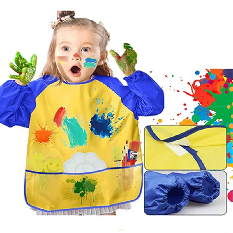 

G92E 68pcs Children Graffiti Painting Tool Set Kids DIY Waterproof Apron Seal Bubble Stickers Sponge Brush Drawing Toys