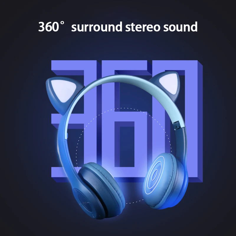 Беспроводные наушники с кошачьими ушками музыкальные стереонаушники