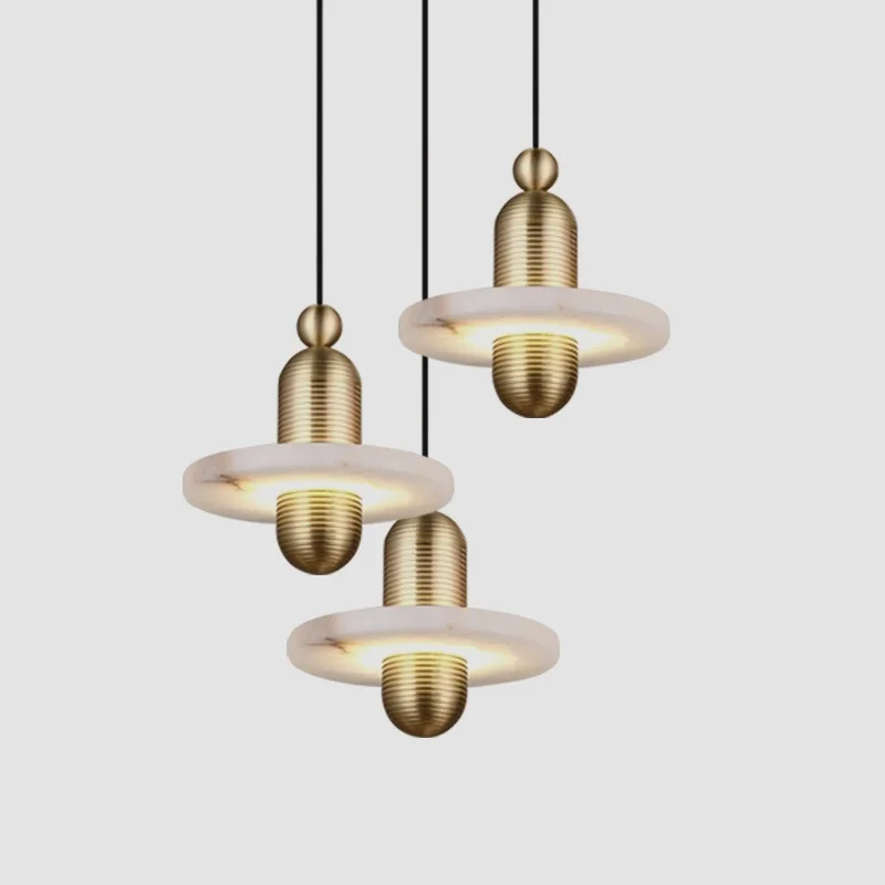 

Post-modern Marble Restaurant LED Pendant Lights Creative Atmosphere Hanging Lamp Nordic Dining Room Bar Bedroom Bedside Lamps