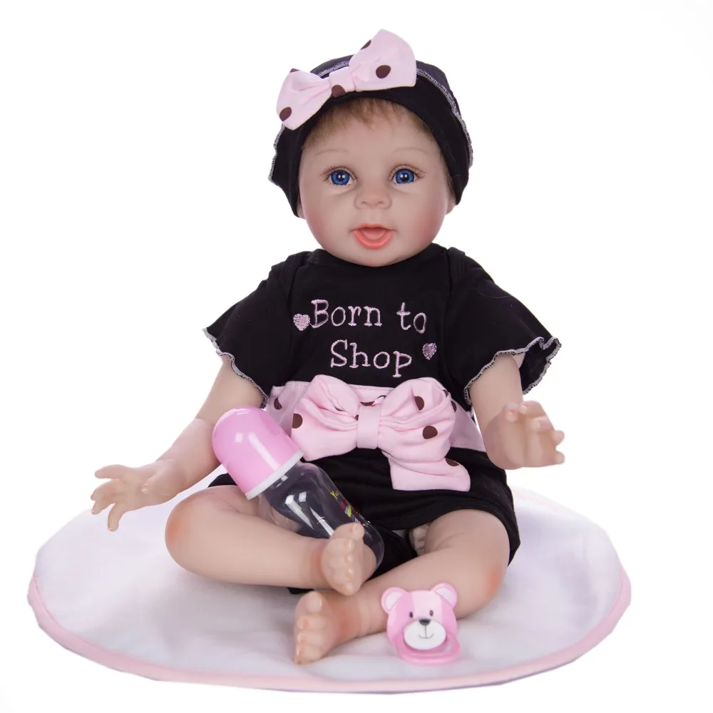 

NPK DOLL 22'' Soft Silicone Reborn Dolls Babies Real Like Smile Kids Playmate PP Cotton Body 55cm bebe reborn menina child gift