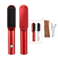 hot comb cordless hair straightener curler brush ceramic electric straighten beard brush fast heating curler styling accessories