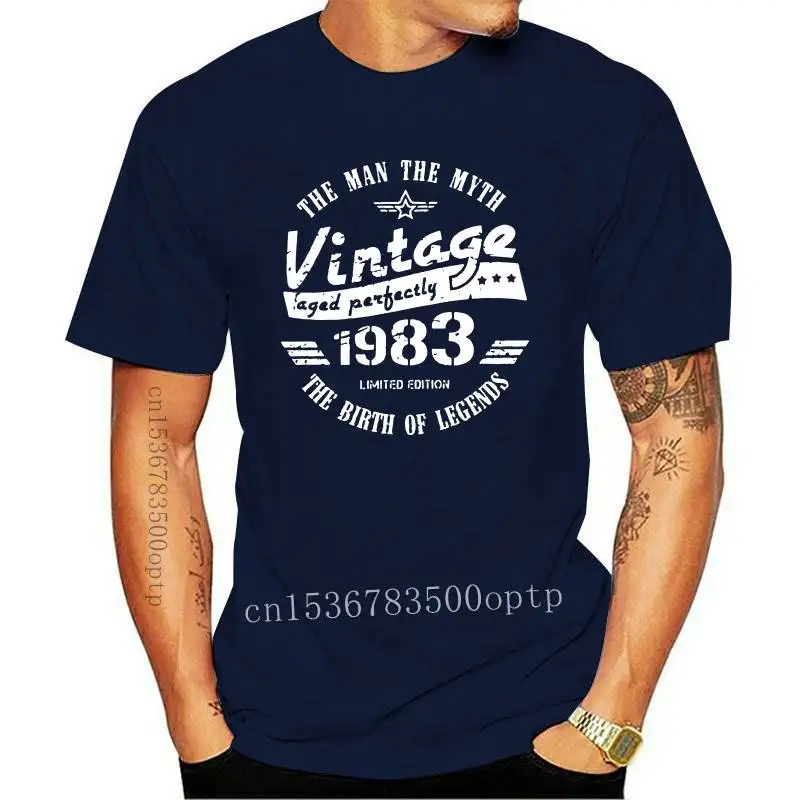 

New Man Vintage 1983 36th Birthday T Shirt Gift For Men T-Shirt Leisure Crew Neck Short Sleeved Clothes Cotton Basic Tees Wholes