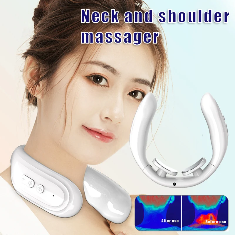 

2021 Portable Neck Massager 5 Modes Cordless Intelligent Rechargable Neck Massager for Home Outdoor Travel