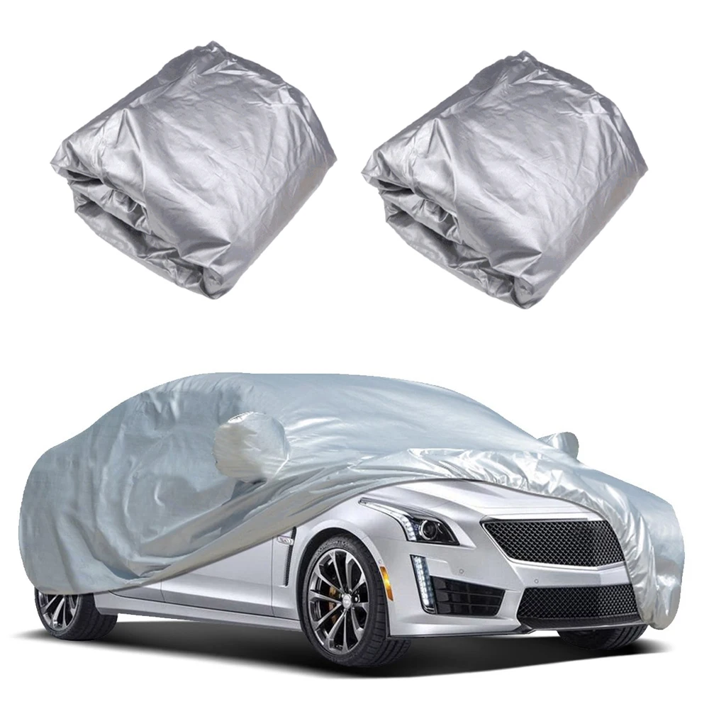

Universal Full Car Cover Snow Ice Dust Sun UV Shade Cover Foldable Light Silver Auto Car Outdoor Protector Cover Car Accessories