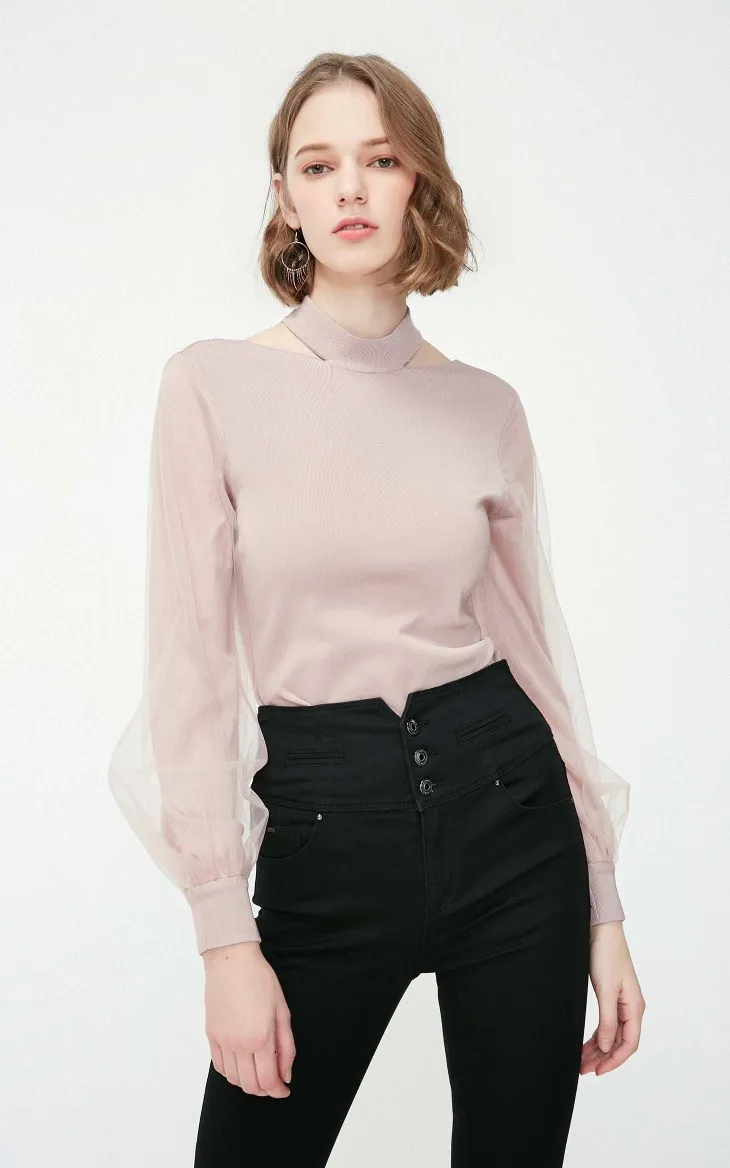 Vero Moda женский гаузи воздушный шар рукава сзади шеи лента вязаный Топ | 319124527