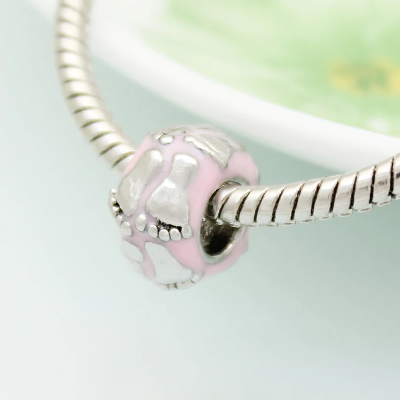 Бесплатная доставка розовые шармы Lucky новые детские в форме следа ноги шарики