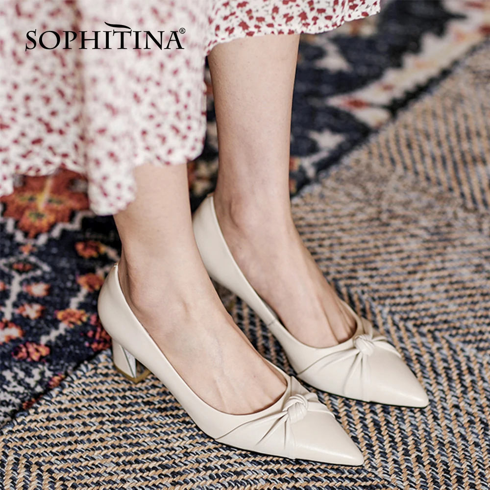 

Женские туфли-лодочки SOPHITINA, высокий каблук, заостренный носок, туфли-лодочки, обувь на толстом каблуке, NO560, весна-осень